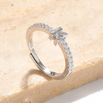 S925 Sterling Silver Adjustable Letter Rings for Women RJEW-M068-01P-K-1