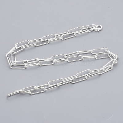 Brass Round Oval Paperclip Chain Necklace Making MAK-S072-05B-S-1