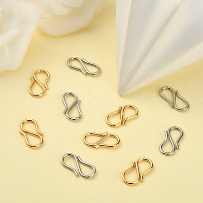 10Pcs 2 Colors 304 Stainless Steel S Hook Clasps STAS-YW0001-31-1