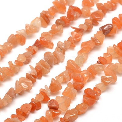 Natural Red Aventurine Chip Bead Strands X-G-M205-10A-1