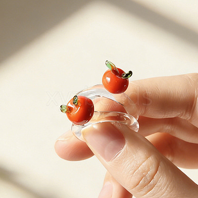 Handmade Lampwork Fruit Finger Rings for Women WGA7362-01-1