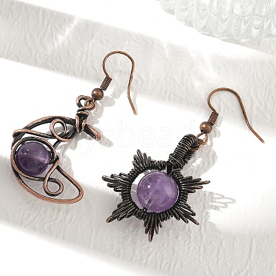 Natural Amethyst Dangle Earrings G-H359-07R-09-1