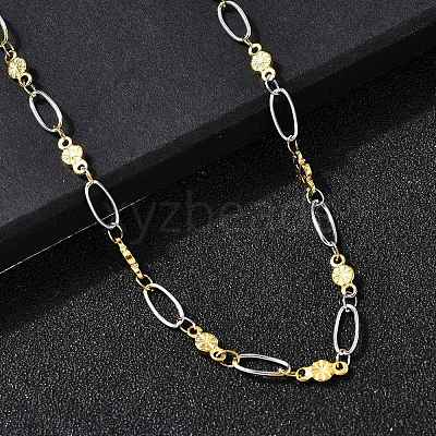 304 Stainless Steel Flower Link Chain Necklaces for Women NJEW-A046-02C-GP-1