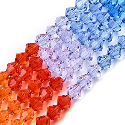 Transparent Gradient Color Glass Beads Strands GLAA-F131-01C-07-1