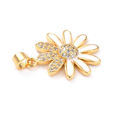Real 18K Gold Plated Brass Micro Pave Cubic Zirconia Pendants ZIRC-L100-087G-01-1