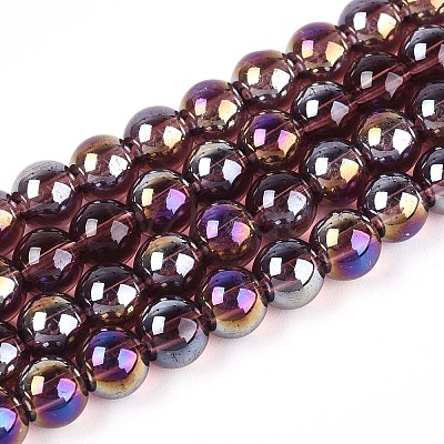 Electroplate Transparent Glass Beads Strands GLAA-T032-T6mm-AB19-1