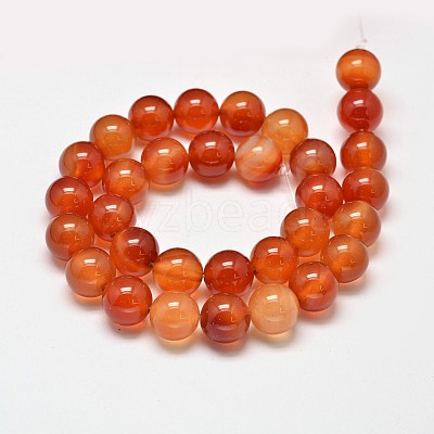 Round Natural Red Agate Bead Strands G-M257-12mm-26-1