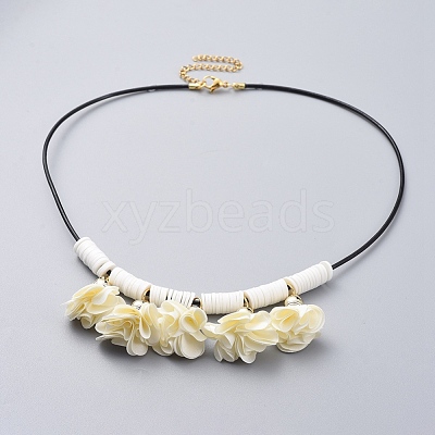 Cowhide Leather Cord Bib Necklaces NJEW-JN02590-01-1