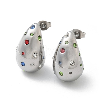 304 Stainless Steel Teardrop Stud Earrings EJEW-B108-05P-B-1