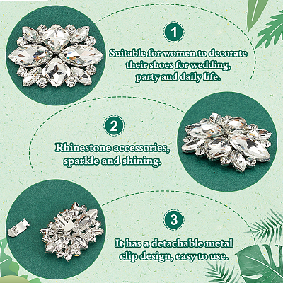 1 Pair Flower Alloy Glass Rhinestone Shoe Decorations FIND-FG0003-37-1