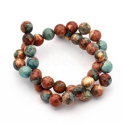 Synthetic Ocean White Jade Round Bead Strands X-G-M165-6mm-04-1