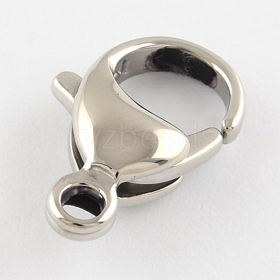 Tarnish Resistant Polished 304 Stainless Steel Lobster Claw Clasps STAS-R072-07A-1