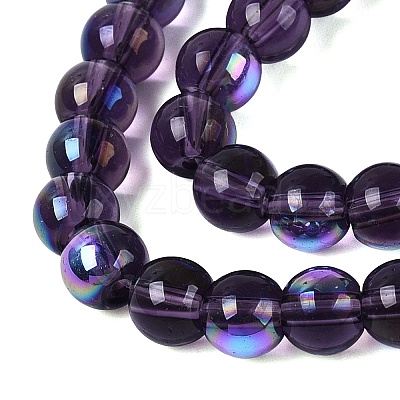Transparent Electroplate Glass Beads Strands EGLA-Q132-6MM-01A-10-1