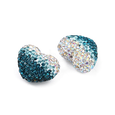 Gradient Color Heart Shaped Polymer Clay Rhinestone Beads CLAY-NH0002-03C-1