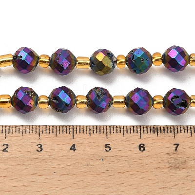 Electroplated Natural Druzy Geode Crystal Beads Strands G-F833-P01-8mm-11-1