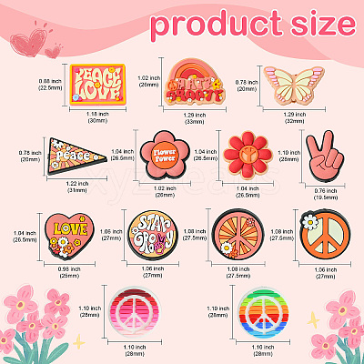 26Pcs 13 Styles Peace Themed PVC Plastic Beads PVC-CJ0001-02-1