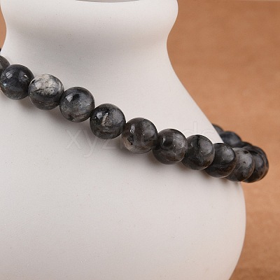 Natural Larvikite Bead Stretch Bracelets BJEW-K212-A-046-1
