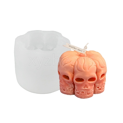 DIY Halloween Theme 6Pcs Skulls Pumpkin-shaped Candle Making Silicone Statue Molds DIY-D057-04-1