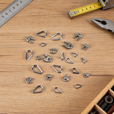25Pcs 5 Styles 304 Stainless Steel Wire Rope Cable Clip Clamp STAS-PH0007-68-1
