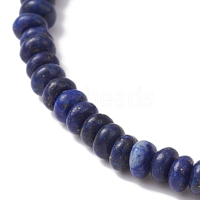 Natural Lapis Lazuli Rondelle & Pearl Beaded Stretch Bracelets BJEW-JB09918-07-1