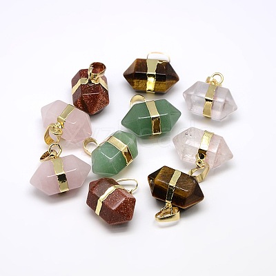 Double Terminated Pointed Gemstone Pendants G-P049-G-1