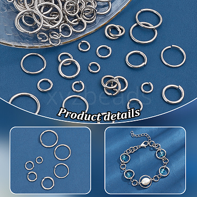226Pcs 7 Styles 304 Stainless Steel Open Jump Rings STAS-PH0005-53-1