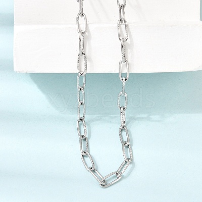 4MM 304 Stainless Steel Textured Paperclip Chain Necklaces for Man and Women SA-CBAB767-10P-1
