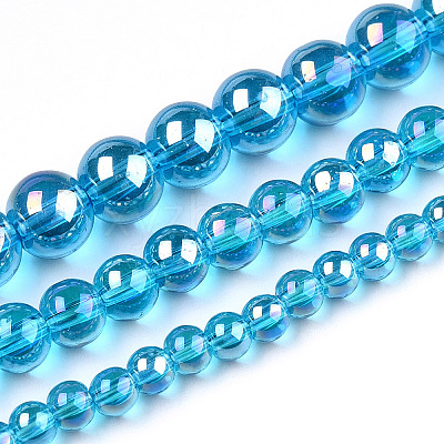 Electroplate Transparent Glass Beads Strands GLAA-T032-T8mm-AB06-1