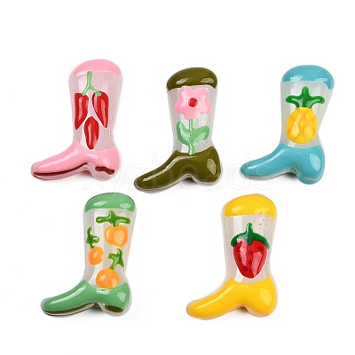Boot Baking Paint Glass Enamel  Beads LAMP-C020-02-1