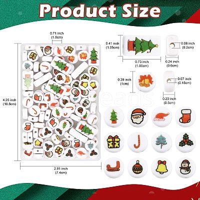 112Pcs 14 Styles Christmas Printed Opaque Acrylic Beads OACR-FS0002-69-1