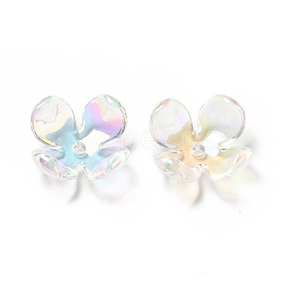 Transparent Acrylic Flower Bead Caps X-MACR-C009-15-1