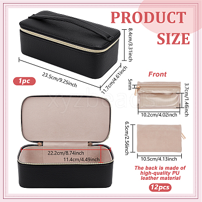 Portable Travel PU Leather Jewelry Organizer Handled Boxes CON-WH0107-71B-1