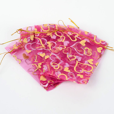 Heart Printed Organza Bags OP-R022-7x9-08-1