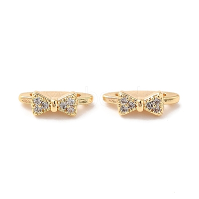 Brass Micro Pave Clear Cubic Zirconia Slide Charms KK-P239-14G-1