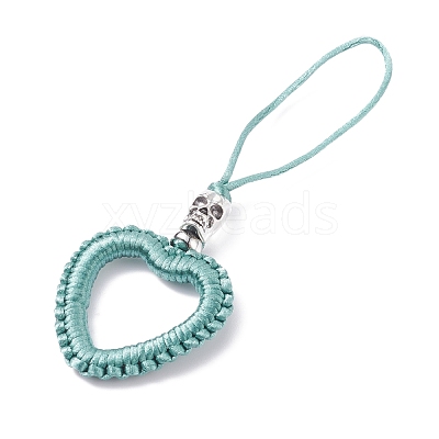 Heart Braided Nylon Cord Mobile Accessories HJEW-JM00607-02-1