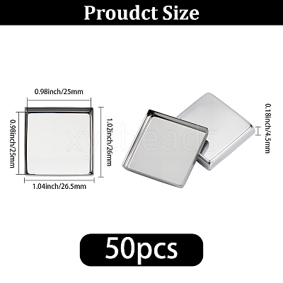 50Pcs Stainless Steel Cabochon Settings STAS-SP0001-99-1