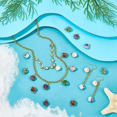 24Pcs 6 Style Handmade Bright Glazed Porcelain Pendants PALLOY-PH01942-1