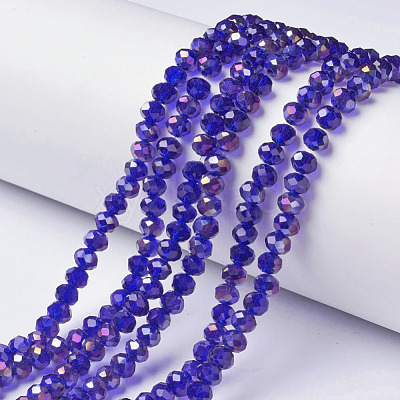 Electroplate Transparent Glass Beads Strands EGLA-A034-T6mm-F15-1