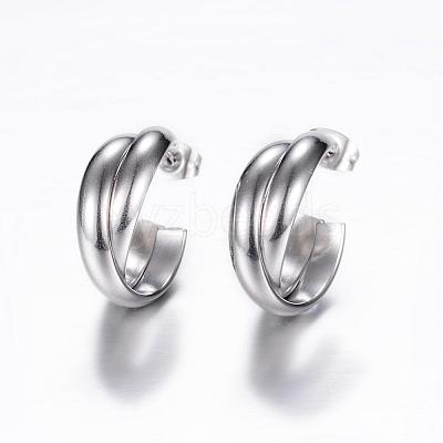Tarnish Resistant 304 Stainless Steel Stud Earrings EJEW-P090-01P-1