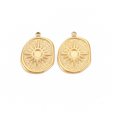 Ion Plating(IP) 304 Stainless Steel Pendant Enamel Settings STAS-N097-172LG-1