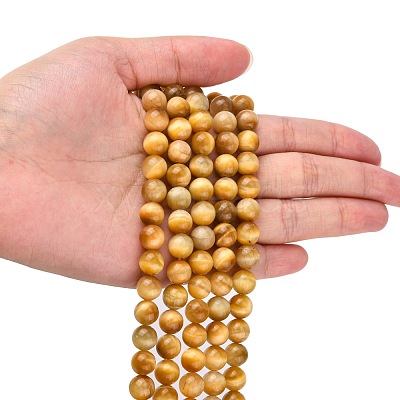 Natural Gold Tiger Eye Beads Strands X-G-G212-8mm-18-1
