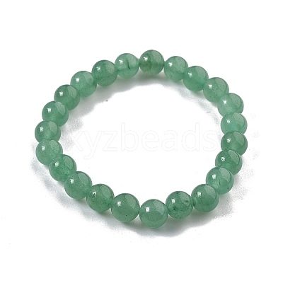 Natural Green Aventurine Round Bead Stretch Bracelets BJEW-L593-A07-1