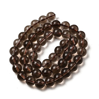 Natural Smoky Quartz Round Beads Strands G-E329-8mm-38-1