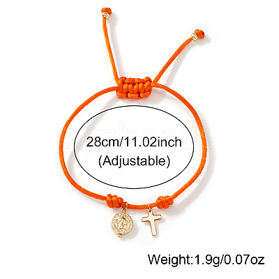 Adjustable Brass Religion Cross Virgin Charm Nylon Cord Braided Bracelets GY3057-1-1