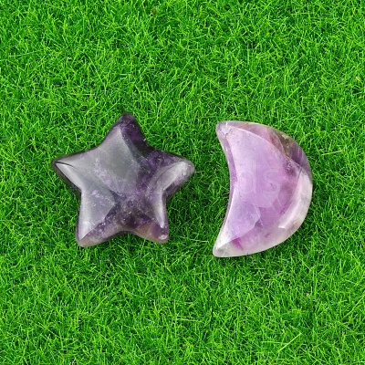 Natural Tiger Eye Healing Moon & Star Ornaments X1-PW-WG13036-05-1