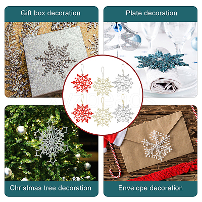 3 Bags 3 Colors Glitter Snowflake Plastic Pendant Decorations AJEW-GA0006-08-1