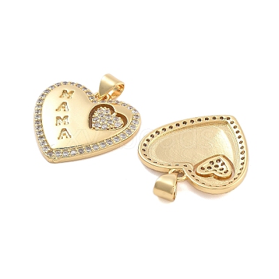 Brass Pave Clear Cubic Zirconia Pendants KK-U009-05E-G-1