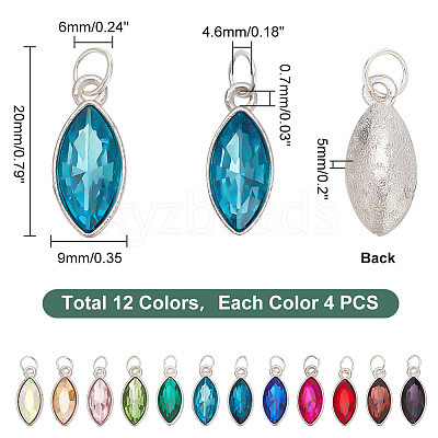2 Sets Alloy Glass Pendants GLAA-PH0002-52-1