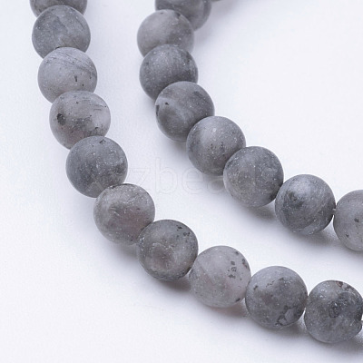 Natural Black Larvikite Bead Strands G-G735-57F-4mm-1