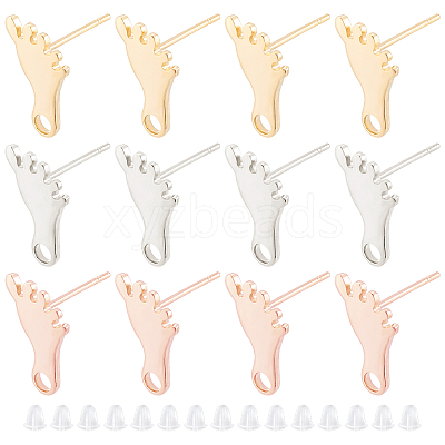 30Pcs 3 Colors 201 Stainless Steel Stud Earring Findings STAS-DC0010-25-1